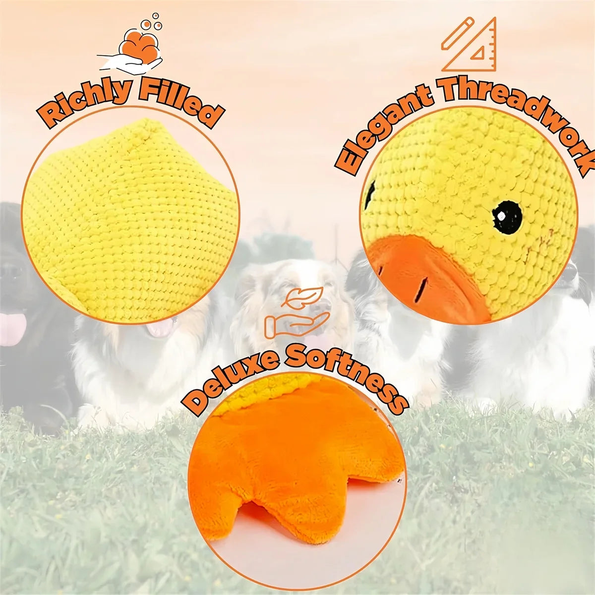 Dog Calming Duck, The Mellow Dog Duck, Zentric Quack-Quack Duck Dog Toy, Cute No Stuffing Duck With Soft Squeaker, Durable