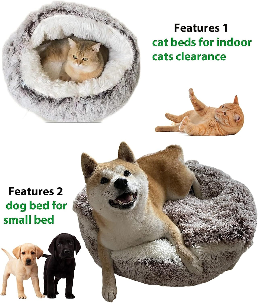 Deluxe Plush Pet Bed for Cats & Small Dogs - Cozy Cat Nest & Kennel | Available in 3 Sizes & Multiple Colors