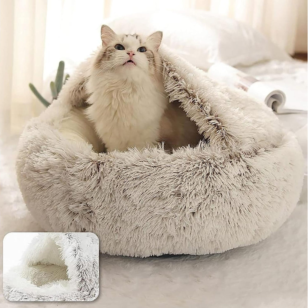 Deluxe Plush Pet Bed for Cats & Small Dogs - Cozy Cat Nest & Kennel | Available in 3 Sizes & Multiple Colors