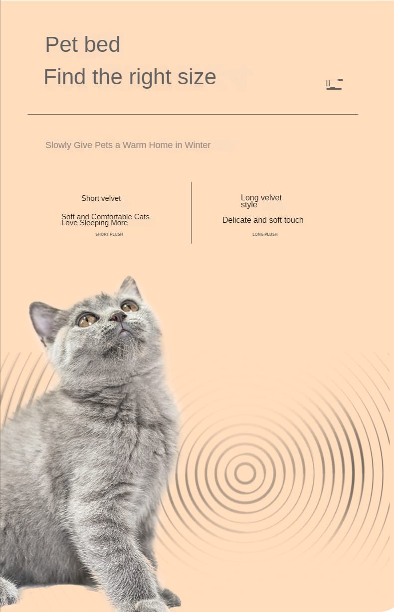 Deluxe Plush Pet Bed for Cats & Small Dogs - Cozy Cat Nest & Kennel | Available in 3 Sizes & Multiple Colors