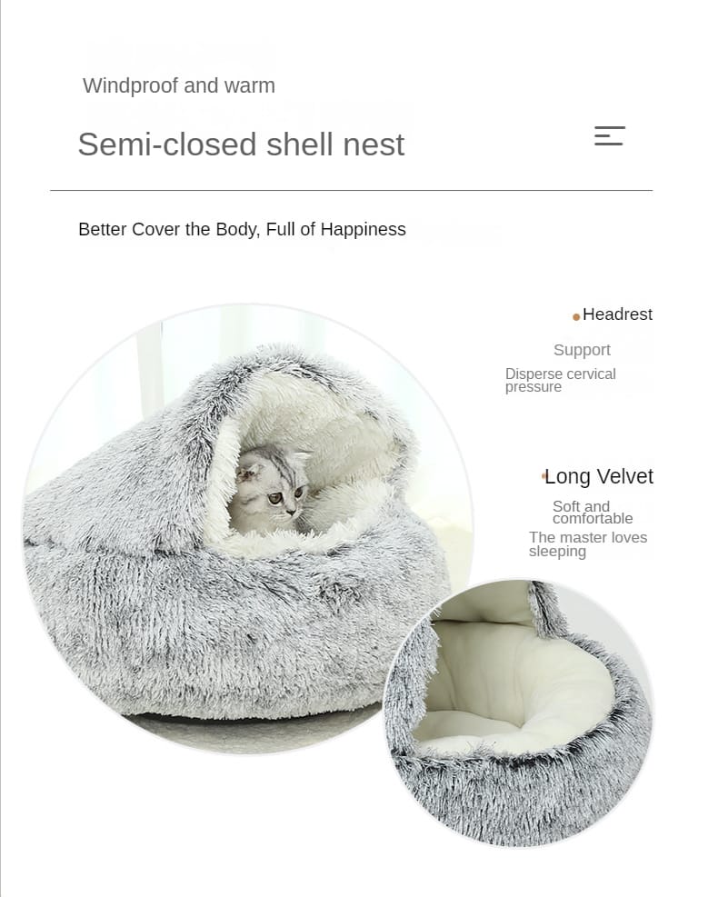 Deluxe Plush Pet Bed for Cats & Small Dogs - Cozy Cat Nest & Kennel | Available in 3 Sizes & Multiple Colors