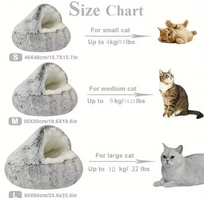 Deluxe Plush Pet Bed for Cats & Small Dogs - Cozy Cat Nest & Kennel | Available in 3 Sizes & Multiple Colors