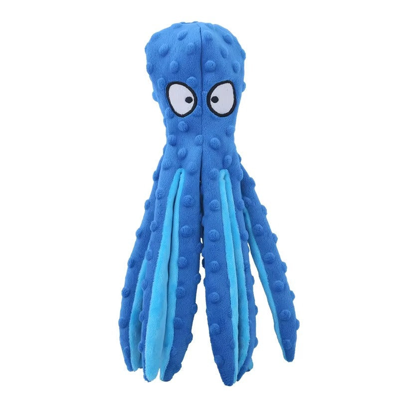 OctoPlay Dog Squeaky Toy - No Stuffing Octopus Plush for Interactive Chew | Multiple Colors