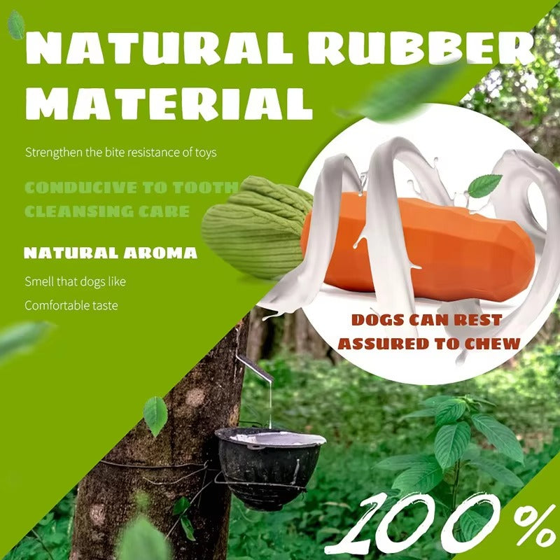 Indestructible Carrot Dog Chew Toy | Milk-Flavored & Squeaky for All Breeds - Natural Rubber
