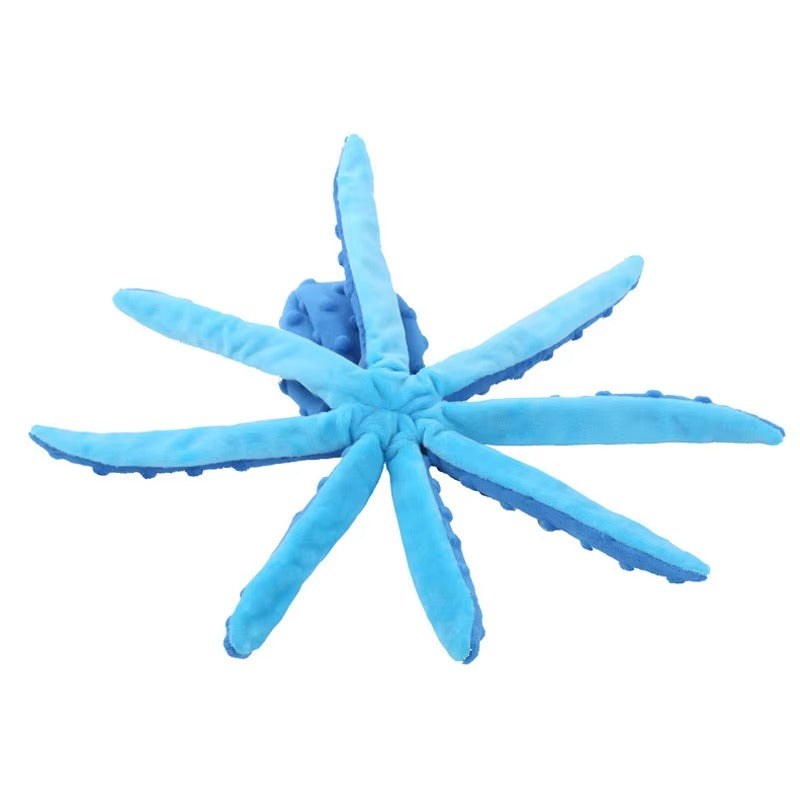 OctoPlay Dog Squeaky Toy - No Stuffing Octopus Plush for Interactive Chew | Multiple Colors