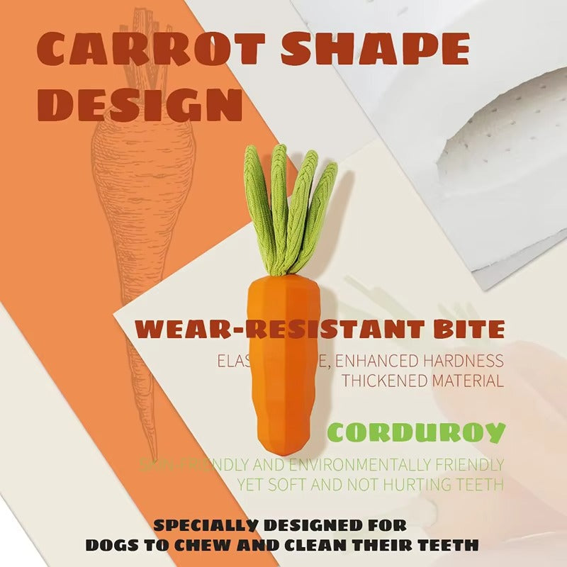 Indestructible Carrot Dog Chew Toy | Milk-Flavored & Squeaky for All Breeds - Natural Rubber