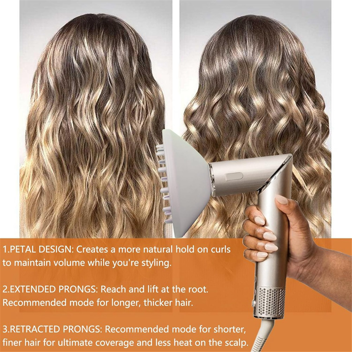 Shark FlexStyle Curl-Defining Diffuser – Adjustable Prongs for Natural Curls, Fast Drying Attachment